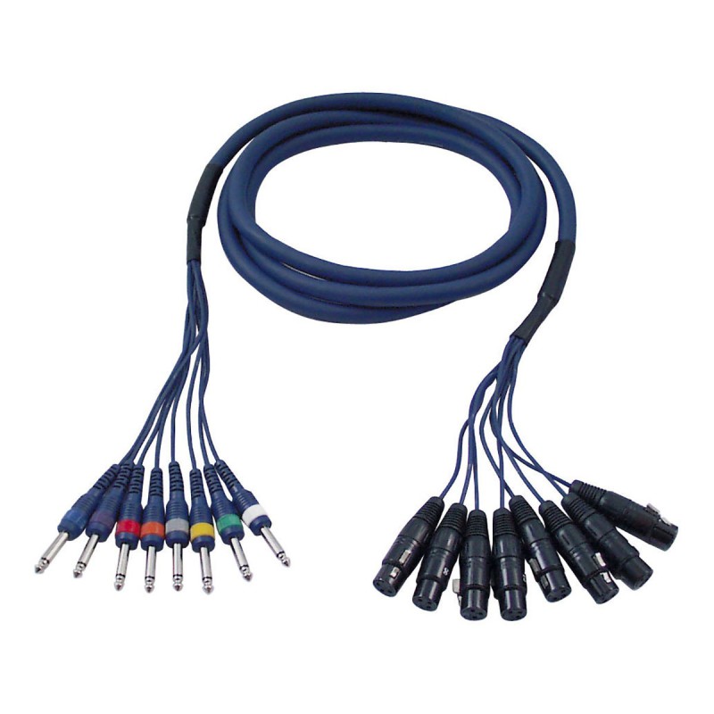 XLR male/Jack mono - Multicable 8x - 6 Meter